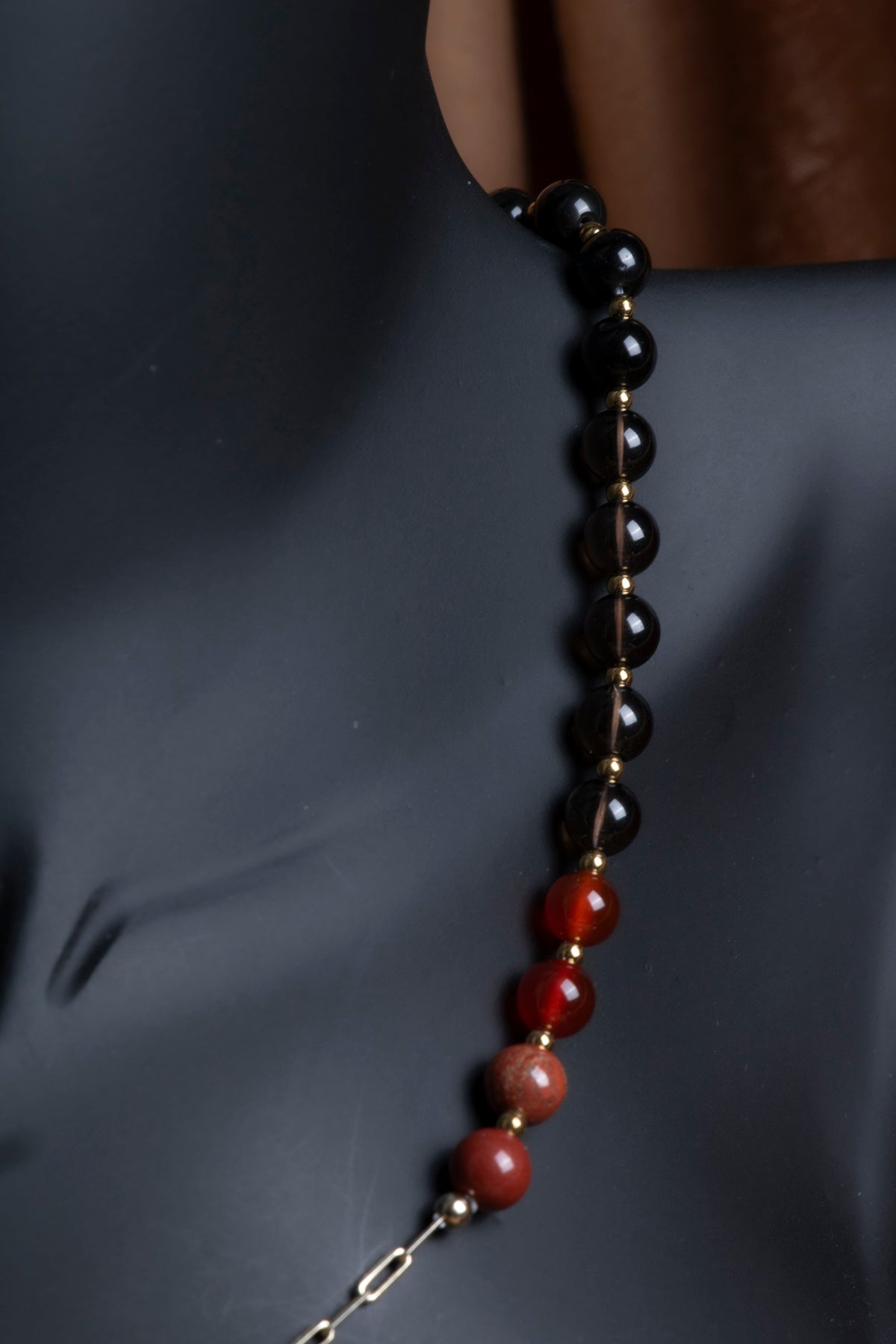 SERTİFİKALI Akik-Jasper-Obsidyen-Dumanlı Kuvars Doğal Taş Gümüş Aparat Kolye ODT235