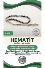 Sertifikalı Hematit Doğal Taş Tesbih 6 Mm, T192