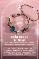 Boğa Burcu Doğal Taş Natürel Makrome Bileklik