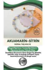 Sertifikalı Özel Tasarım Akuamarin Sitrin Doğal Taş Bileklik