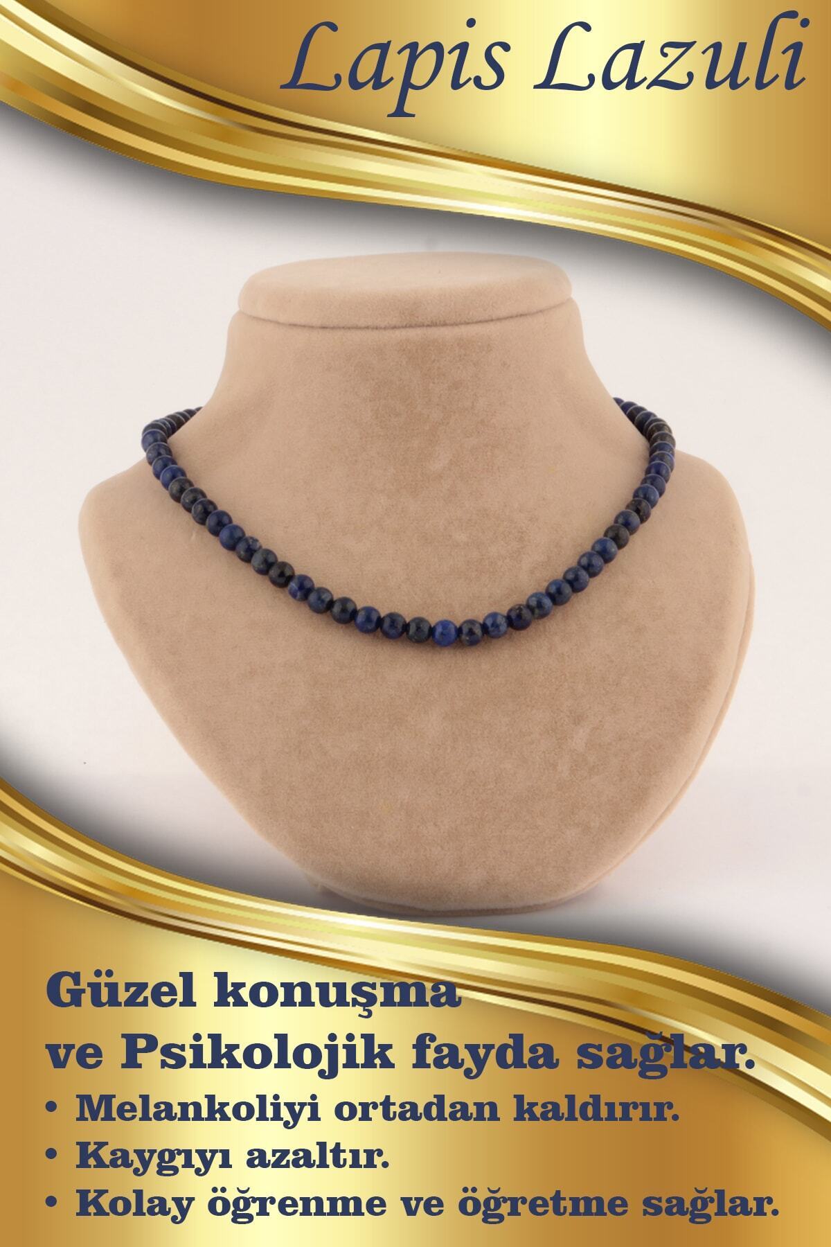 Sertifikalı Lapis Lazuli 6mm Kolye(DÜĞÜMSÜZ)