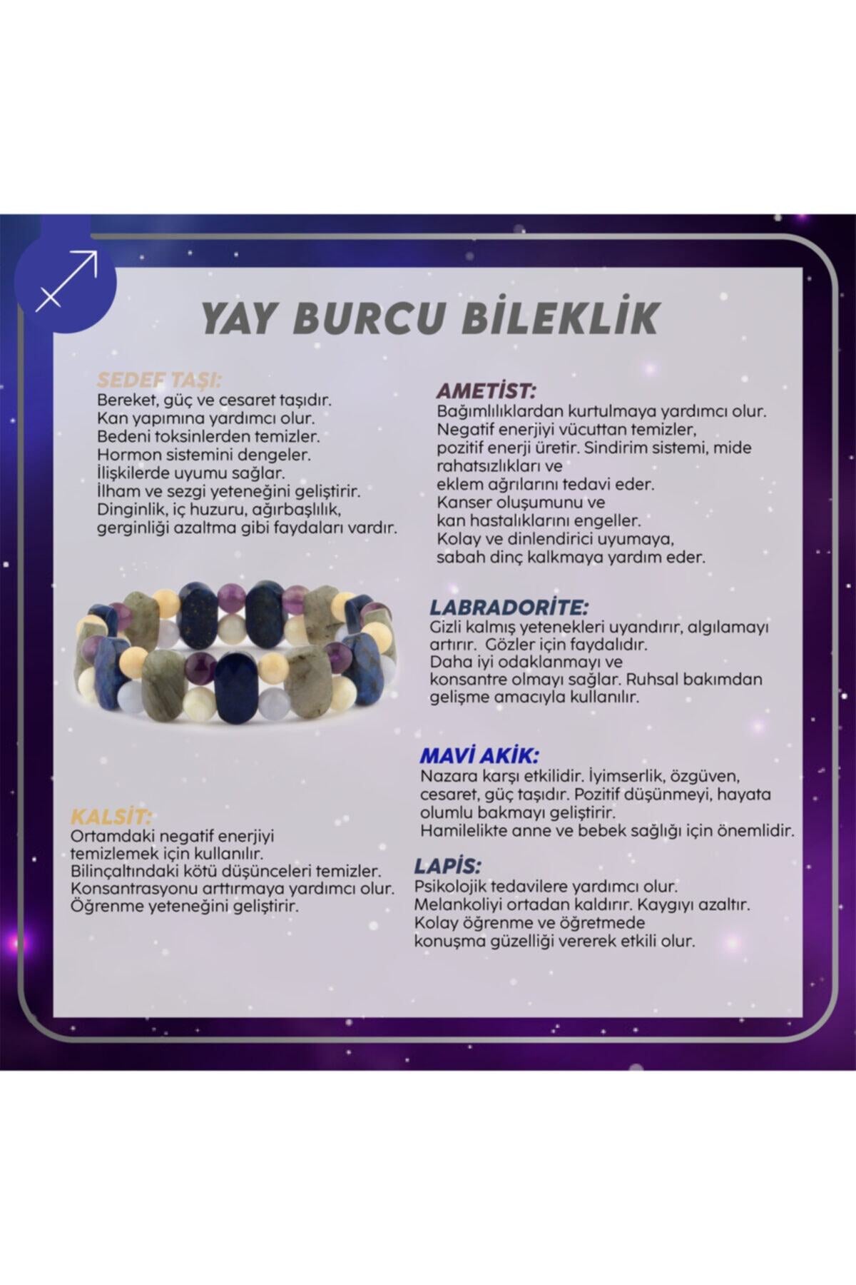 Sertifikalı Yay Burcu Doğal Taş Roleks Bileklik B010