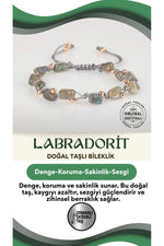 Kaygı Giderme Bilekliği Labradorit Doğal Taşlı Natürel Kesim
