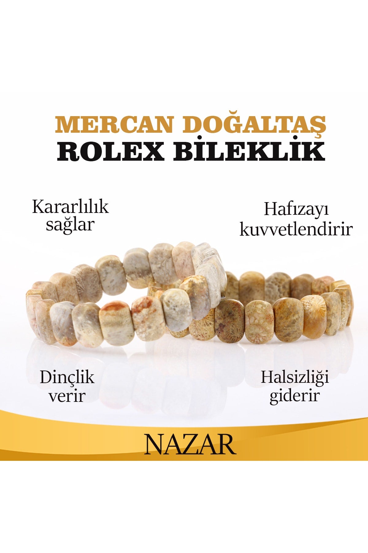 Sertifikalı Mercan Doğaltaş Roleks Bileklik B901