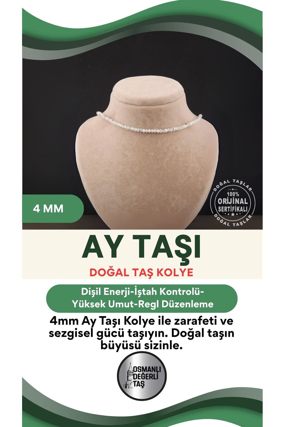 Ay Taşı Kolye 4 Mm