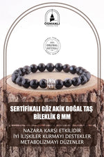 Sertifikalı Göz Akik Doğal Taş Bileklik 8 Mm - B125