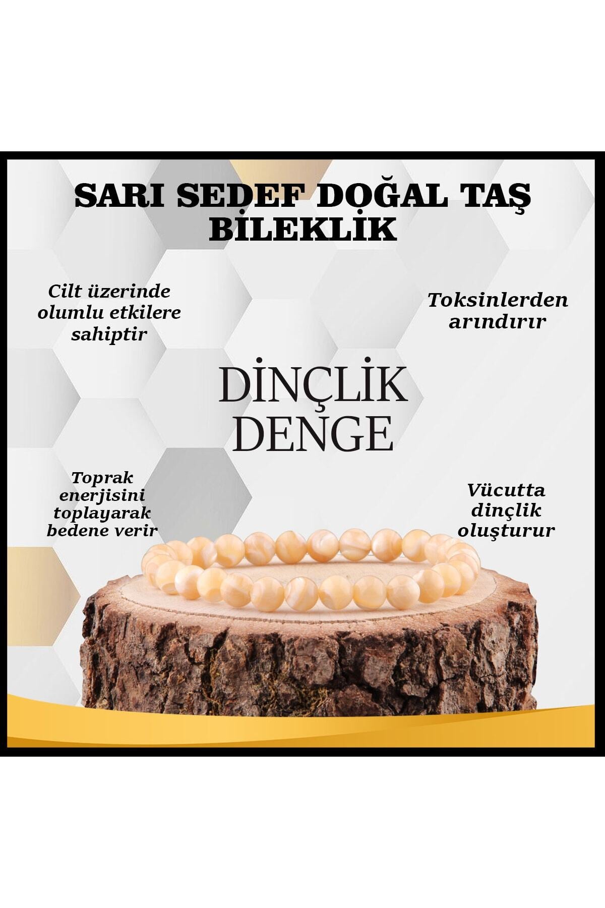 Sertifikalı Sarı Sedef Doğal Taş Bileklik 6 Mm - B845