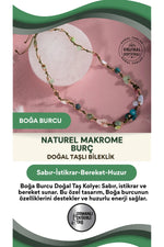Boğa Burcu Doğal Taş Natürel Makrome Kolye