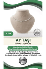 Sertifikalı Ay Taşı Doğal Taş Kolye 3-4 Mm