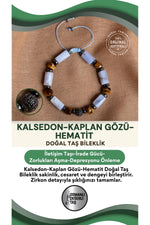 SERTİFİKALI kalsedon - kaplan gözü - hematit Doğal taş Zirkon Aparatlı Bileklik