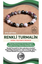 Sertifikalı Renkli Turmalin Doğal Taş Fasetli Bileklik ODT065
