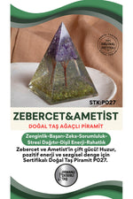 Sertifikalı Zebercet-Ametist Doğal Taş Piramit No:1 P027