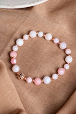 SERTİFİKALI Pembe Opal-Hematit Doğal Taş Bileklik 6-8 mm