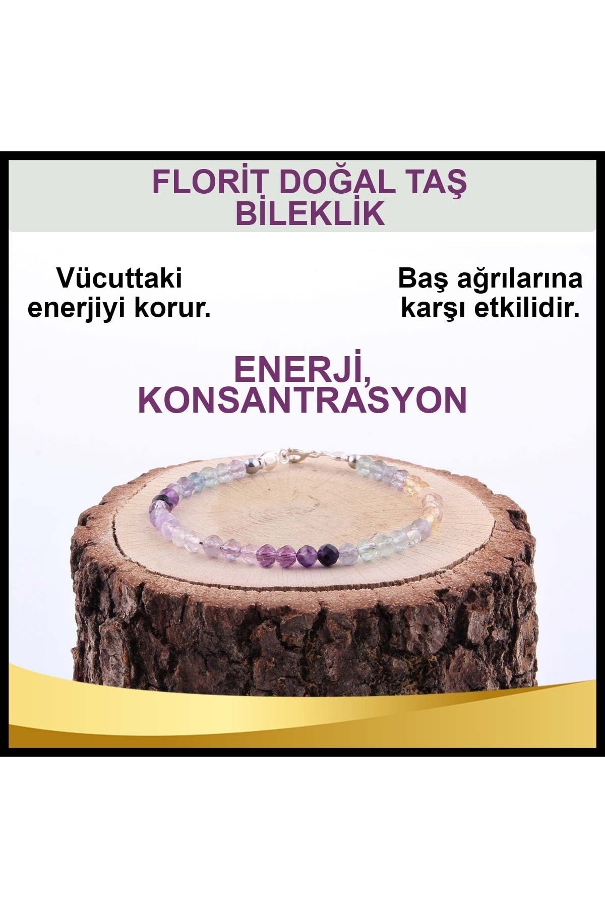 Sertifikalı Florit Doğal Taş Bileklik 3 Mm - B808