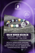 Balık Burcu Doğal Taş 8mm Yonca Bileklik