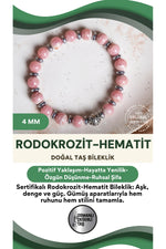 SERTİFİKALI Rodokrozit-Hematit Doğal Taş Gümüş Aparatlı Bileklik