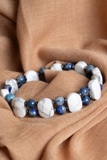 Sertifikalı lapis lazuli - havlit doğal taş bileklik