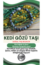 Sertifikalı Kedi Gözü Taşı Doğal Taş Bileklik- 8 Mm B185