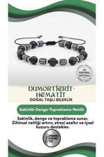 Dumortierit-hematit Doğal Taş Erkek Makrome Bileklik