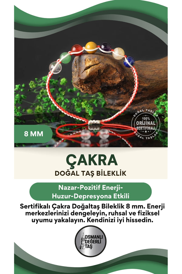 Sertifikalı Türkiye Çakra Doğaltaş Bileklik 8 Mm, B957
