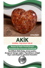 Sertifikalı Akik Doğal Taş Kalp Obje P051