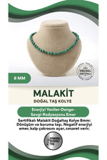 Sertifikalı Malakit Doğaltaş Kolye 8 Mm, M534
