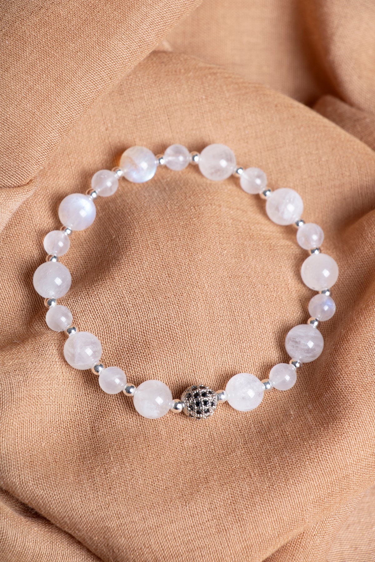 SERTİFİKALI Ay taşı Doğal Taş Zirkon Aparat Bileklik 6-8 mm