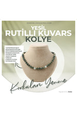Sertifikalı Yeşil Rutilli Kuvars Doğaltaş Kolye 8 Mm, M553