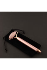 Sertifikalı Pembe Kuvars Doğal Taşı Titreşimli Roller Masaj Aleti 15 X 6 Cm Ma014