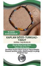 SERTİFİKALI Kaplan Gözü Turkuaz Yakut Doğal Taş Makrome Bileklik