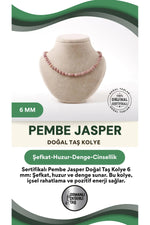 Sertifikalı Pembe Jasper Doğaltaş Kolye 6 Mm, M583