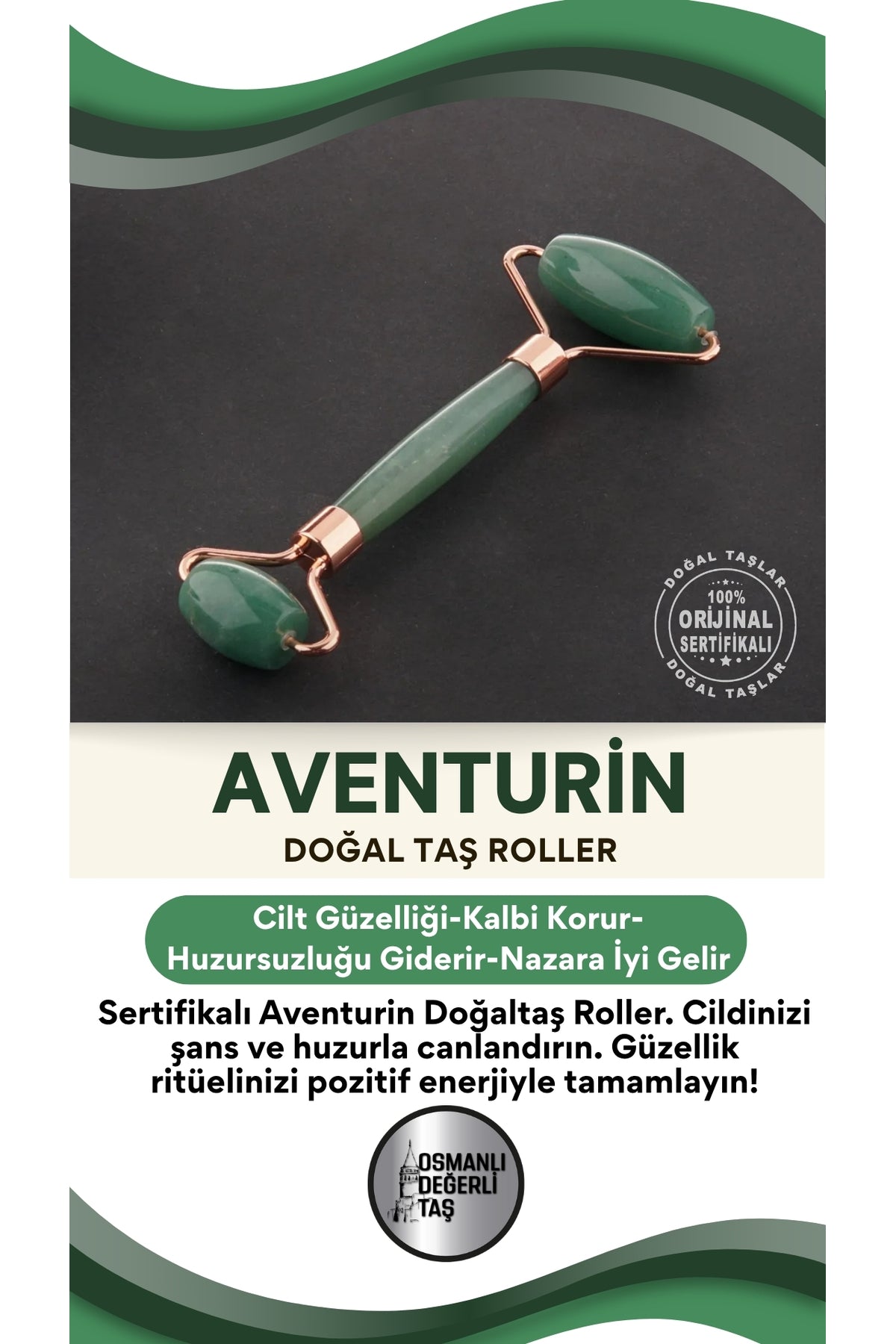 Sertifikalı Aventurin Doğaltaş Roller Ma077