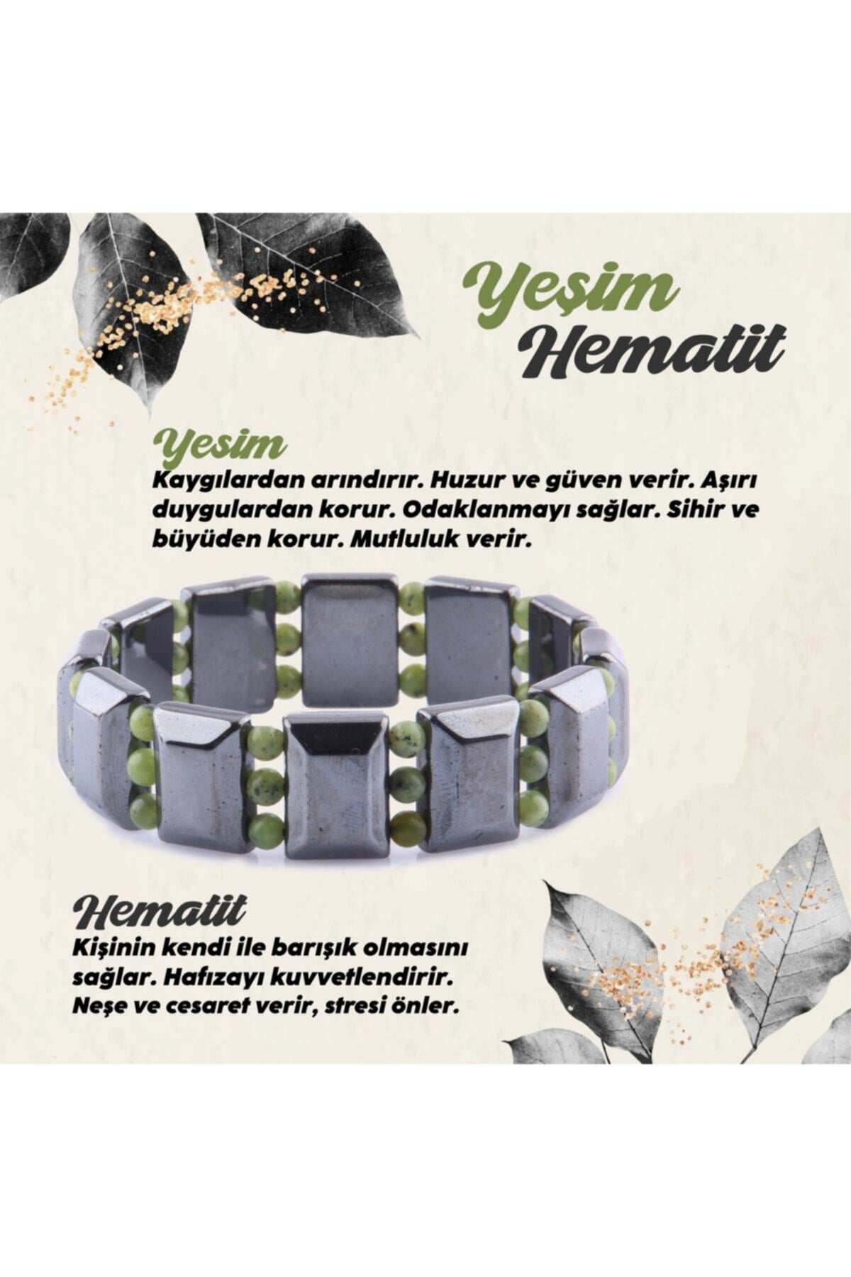 Sertifikalı Hematit - Yeşim Doğal Taş Roleks Bileklik 15 Mm B758