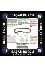 Sertifikalı Başak Burcu 33'lük Tesbih Dumanlı Kuvars Krizokol Lal Botswana Akik Jasper Obsidyen