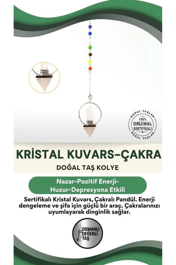 Sertifikalı Kristal Kuvars, Çakralı Pandül Ku024