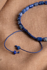 SERTİFİKALI Lapis Lazuli-Sodalit Doğal Taş Makrome Bileklik ODT224