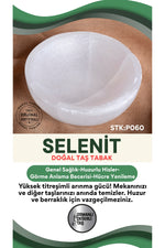 Sertifikalı Selenit Doğal Taş Yuvarlak Tabak No:1 P060