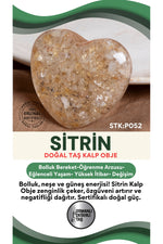 Sertifikalı Sitrin Doğal Taş Kalp Obje P052