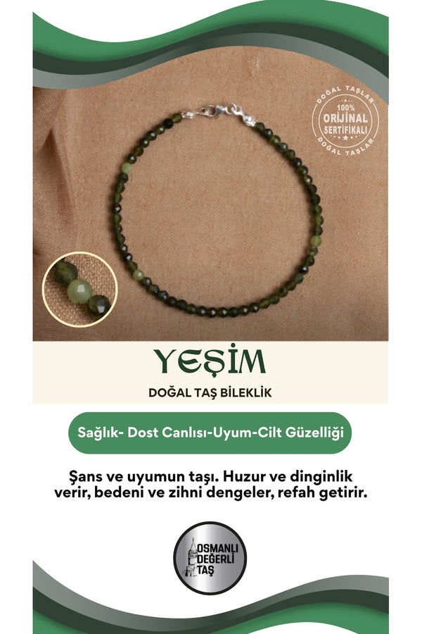 Sertifikalı Yeşim Doğal Taş Bileklik