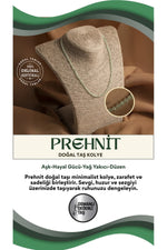 Sertifikalı Prehnit Doğal Taşı Minimal Tasarım Kolye