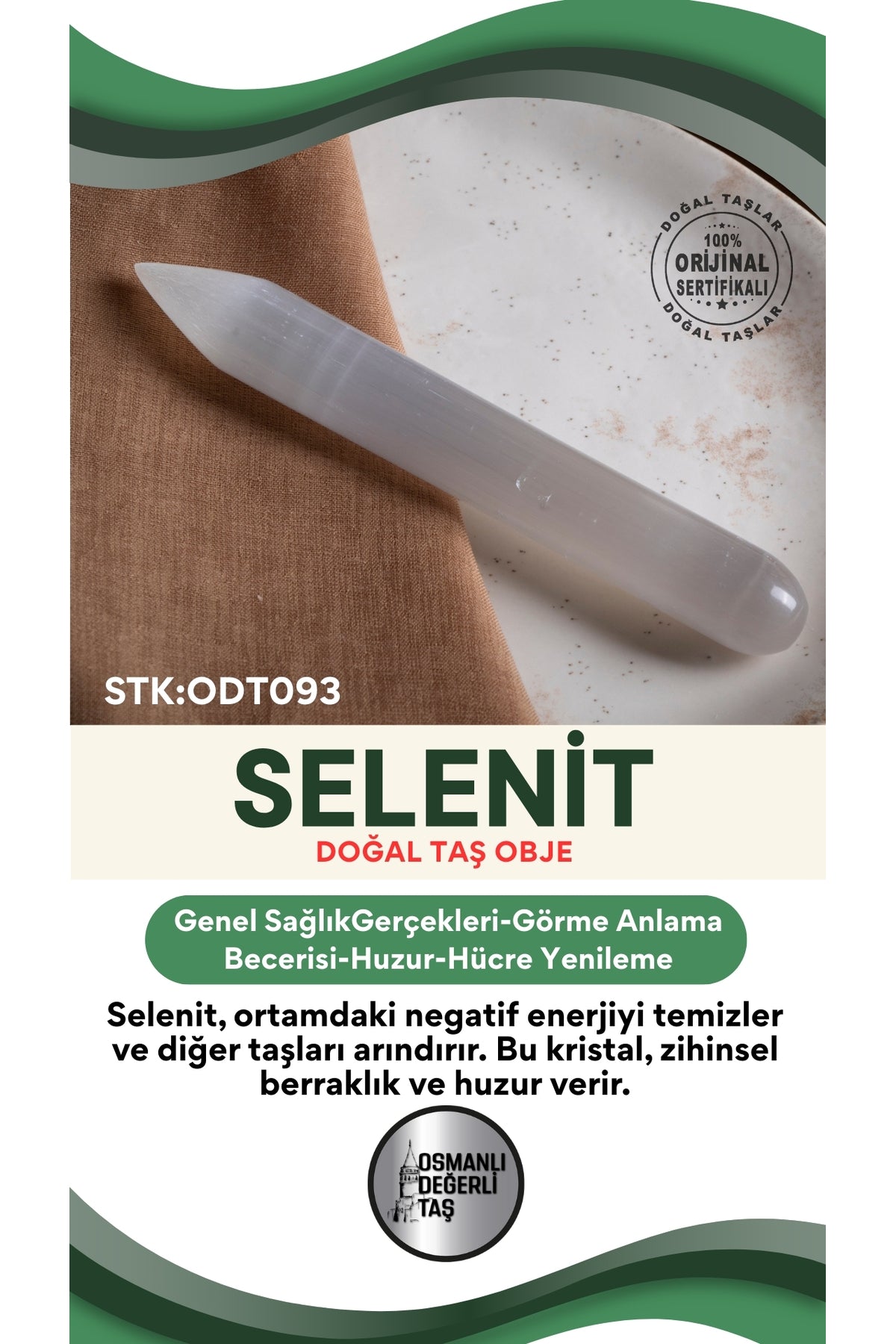 SERTİFİKALI Selenit Doğal Taş Obje ODT093