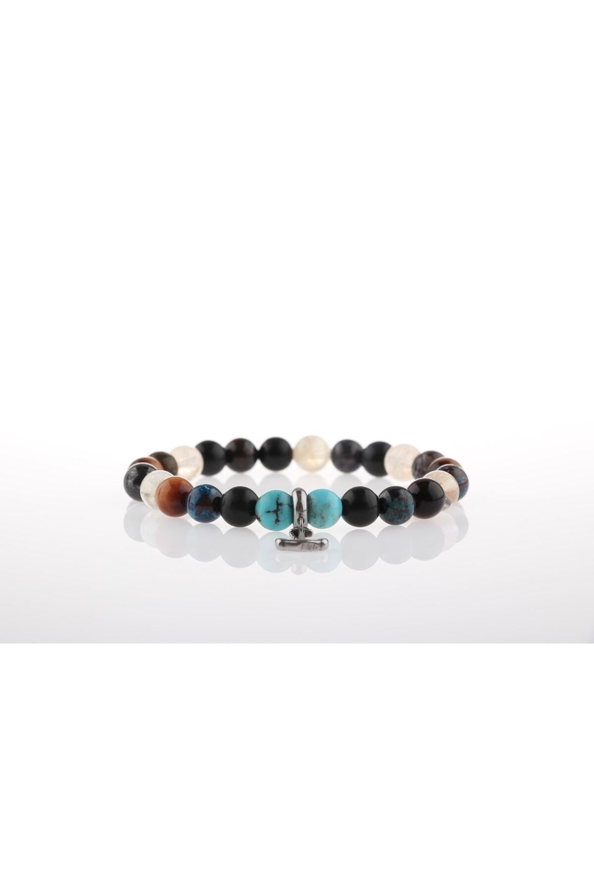 Sertifikalı Hakiki Turkuaz, Shungite, Sitrin, Azurit, Kaplan Gözü Doğaltaş Bileklik 8 Mm, B906