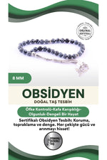 Sertifikalı Obsidyen Doğal Taş Tesbih T181