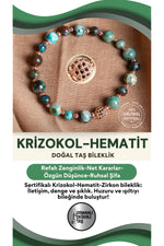 SERTİFİKALI Krizokol hematit Zirkon Aparat Doğal Taş Bileklik