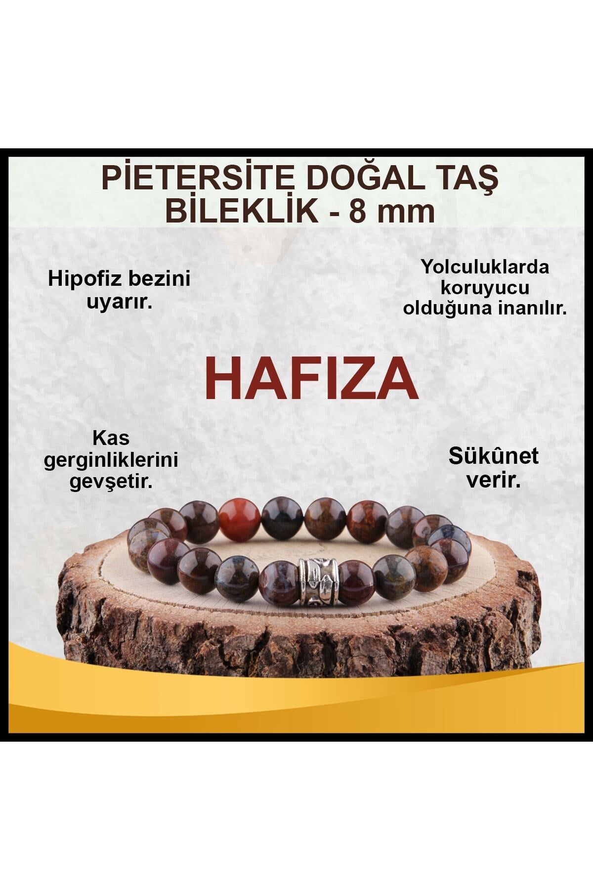 Sertifikalı Pietersite Doğal Taş Bileklik 8 Mm - B873