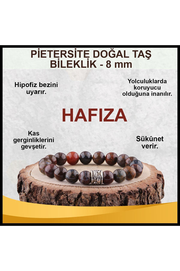 Sertifikalı Pietersite Doğal Taş Bileklik 8 Mm - B873