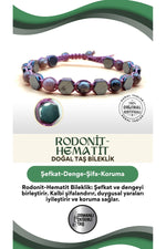 Rodonit-Hematit Doğal Taş Bileklik Taş Üzeri İpli Model