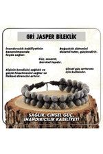 Sertifikalı Gri Jasper Doğal Taşı Bileklik - 6 Mm