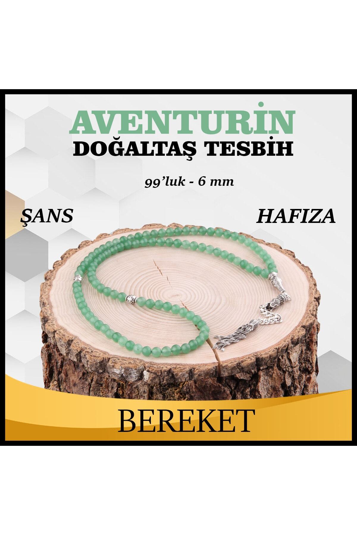 Sertifikalı Aventurin 99'luk Doğaltaş Tesbih 6 Mm, T217