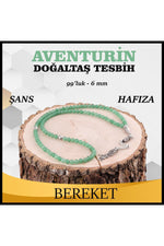 Sertifikalı Aventurin 99'luk Doğaltaş Tesbih 6 Mm, T217